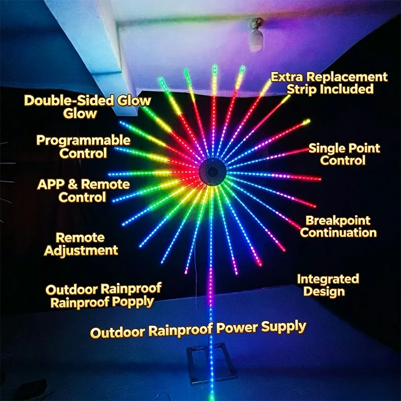 LED Firework String Light with Built‑in Speaker Sound‑to‑Light Synchronization Street Decor