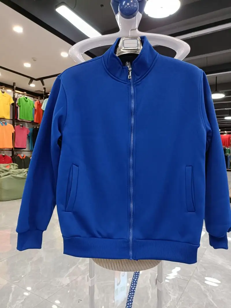 5 Colors Forest Red Royal Blue Plastic Zip Up Polar Fleece Hoodies Jacket Plain Blank Turn-Down Tracksuit Jacket Bottom Clothes