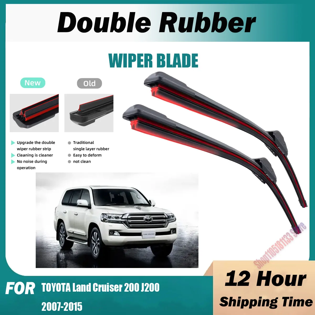 

Double Rubber Car Wiper Blades For TOYOTA Land Cruiser 200 J200 2007-2015 Windshield Wipers Rubber Car Accessories 2014 2015