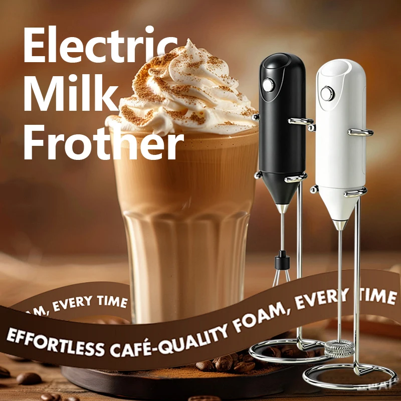Handheld Milk Frother with Stand, Stainless Steel Mixer for Coffee, Protein Shakes, Hot Cocoa