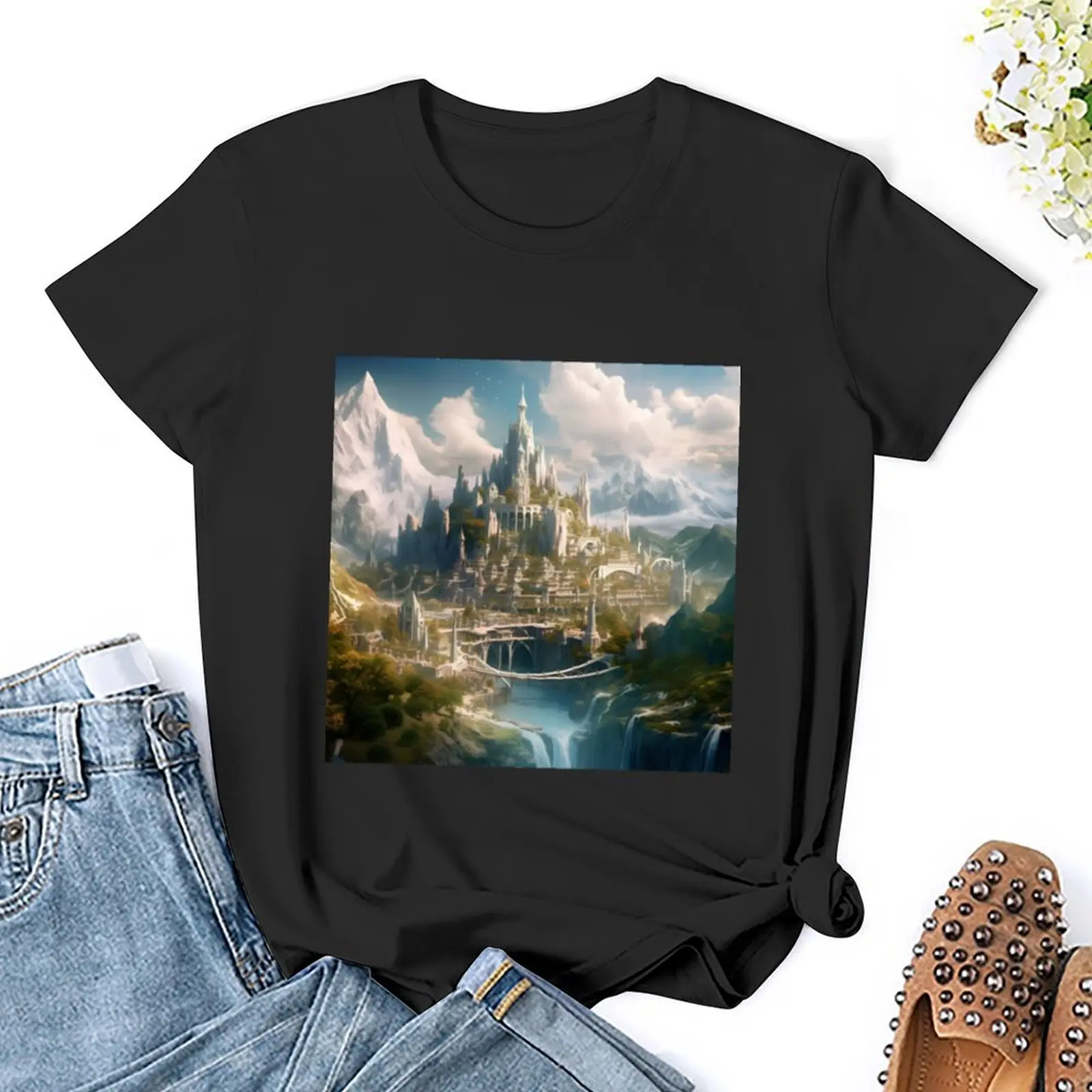 Ukryte królestwo Gondolin t-shirt bluzka w rozmiarze plus size szybkoschnące zwierzę prinfor heavyweights ubrania wiosenne kobiet 2024