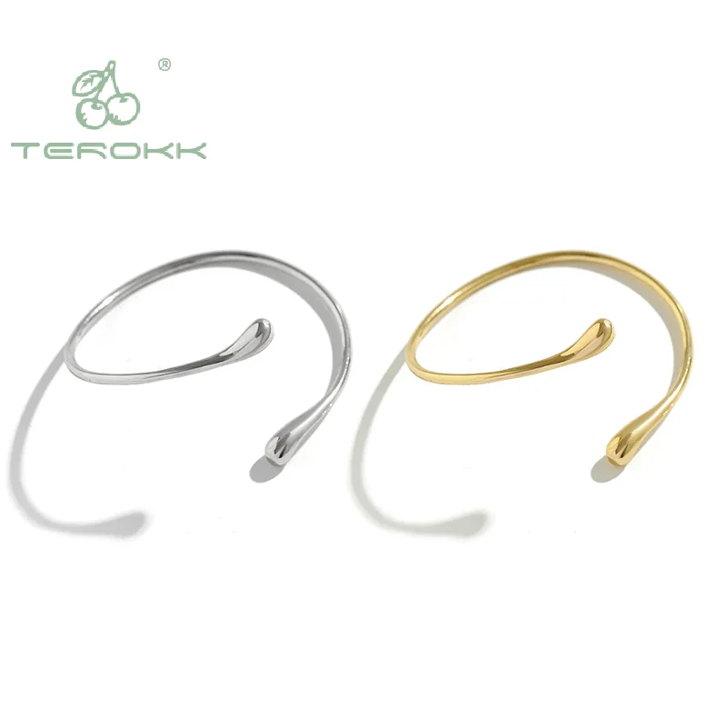 2024 Simple Vintage Water Drop Open Cuff Bangles For Women Trend Goth Geometric Arm Bracelet Aesthetic Jewelry Gift﻿ image 5