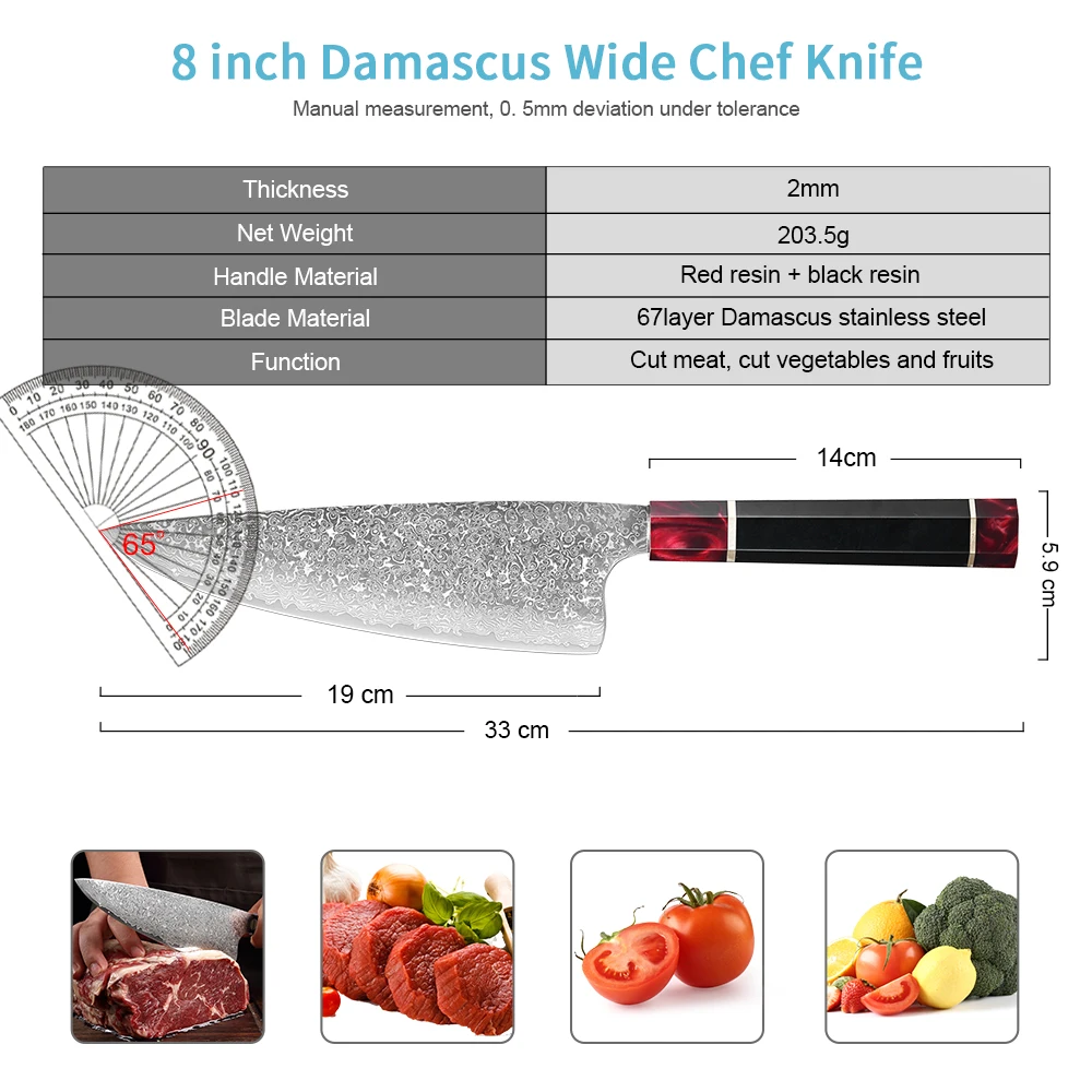 XITUO Damascus Butcher Knives Sharp professional Chef knife Cleaver VG10 Damascus Steel Kitchen Knives Utility Cooking Knives