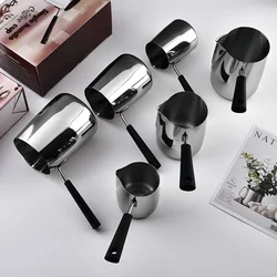 Coffee Milk Frothing Pitcher Jug Latte Art Cup 304 Stainless Steel Long Handle Anti-scalding Double-sided Scale Coffee Utensils