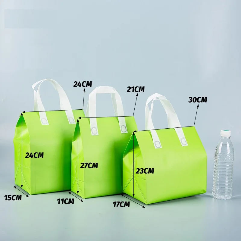 5 Pcs Water Oil Proof Thermostatic Food Outer Packaging Bag Outside The Restaurant Fried Rice Cold Drink Coffee Take Out Handbag