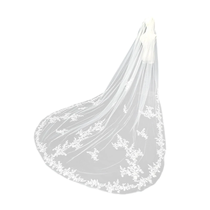 Delicate Laces Veils Adjustable Bridal Veils Graceful Wedding Veils Breathable for Cathedral Weddings