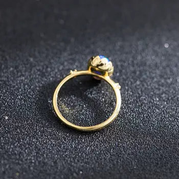 經典設計鍍金/鍍銀橢圓形切割藍色蛋白石戒指,宮廷風格奢華女士珠寶,生日石週年紀念禮物 10 最佳銷售 藍色蛋白石戒指 - №4