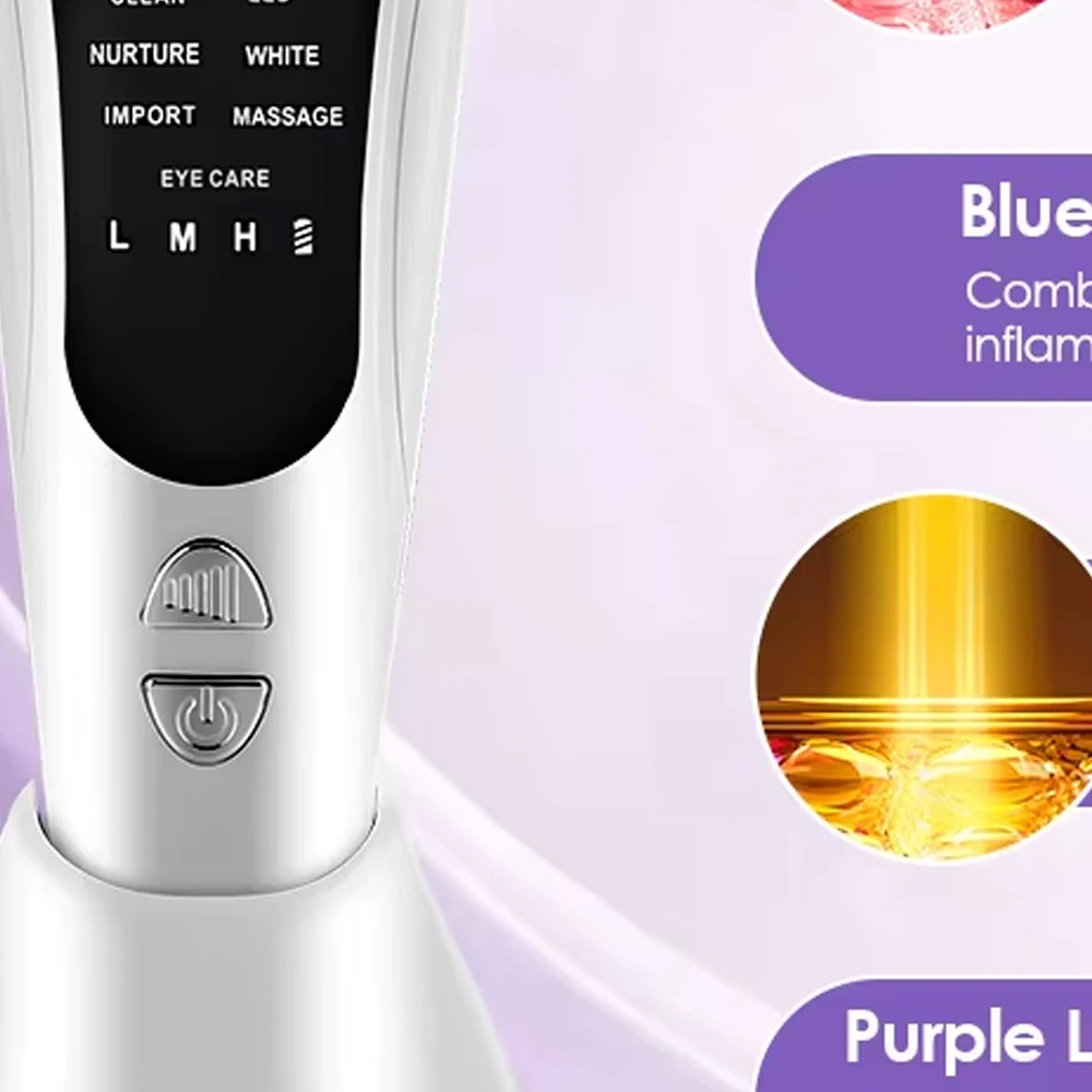 7 in1 EMS 페이셜 리프트 디바이스 LED 라이트 테라피 마사지기 안티에이징 주름 제거 피부 재생 타이트닝 페이스 리프팅