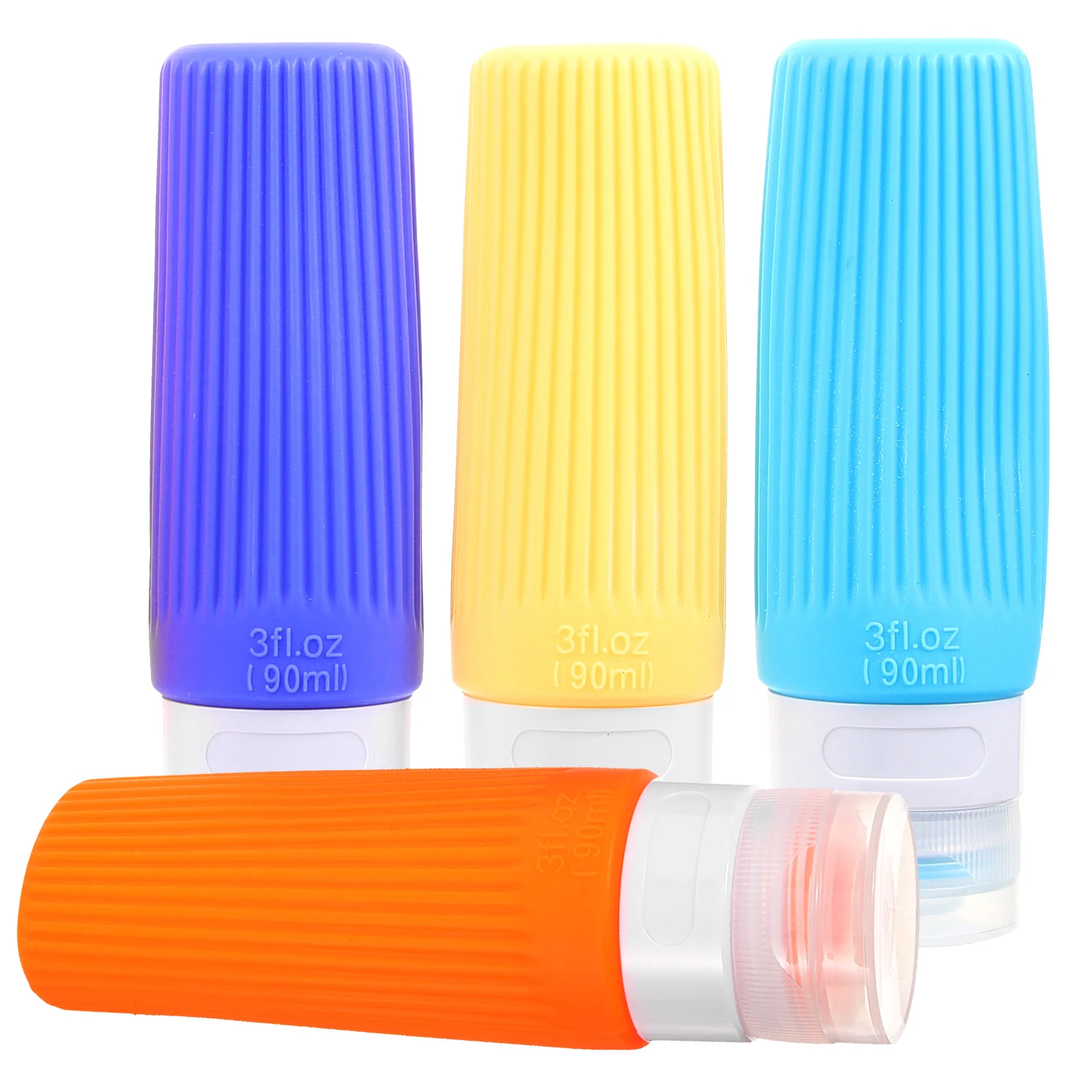 4 Pcs Leak-proof Container for Travel Toiletries Silicone Refill Bottle 90ml Storage Shampoo Lotion Small