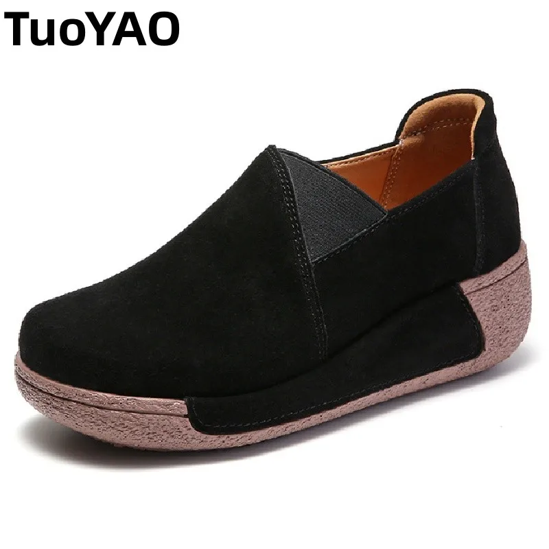 

5cm Synthetic Leather Cloth Chunky Heels Mary Jane Platform Wedge Flats Platform Autumn Breathable Pumps Spring Shoes