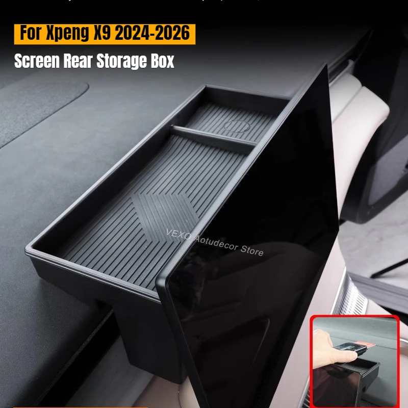 For Xpeng X9 2025 2026 Center Console Screen Rear Storage Box Dashboard Behind Organizer Tray Armrest Phone Holder Accessories