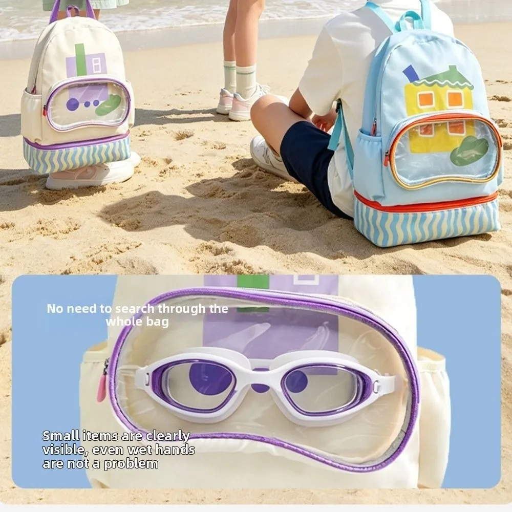 Wasserdichte Schwimm-Aufbewahrungstasche Cartoon-Design Nass-Trocken-Trennung Schwimm-Rucksack Doppelschulter-Schuhfach – Detail 10