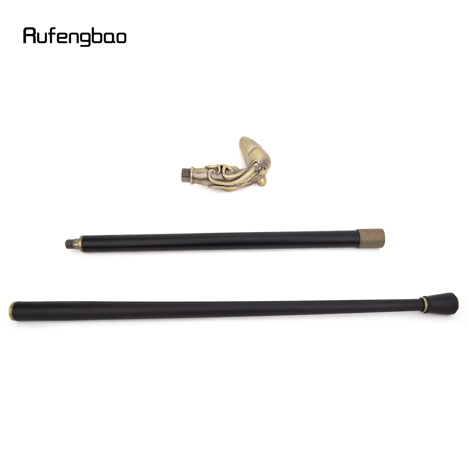 Yellow Squid Fish Biting Walking Cane Fashion Decorative Stick Gentleman Cosplay Cane Knob Crosier 93cm  Performance Stage Cane