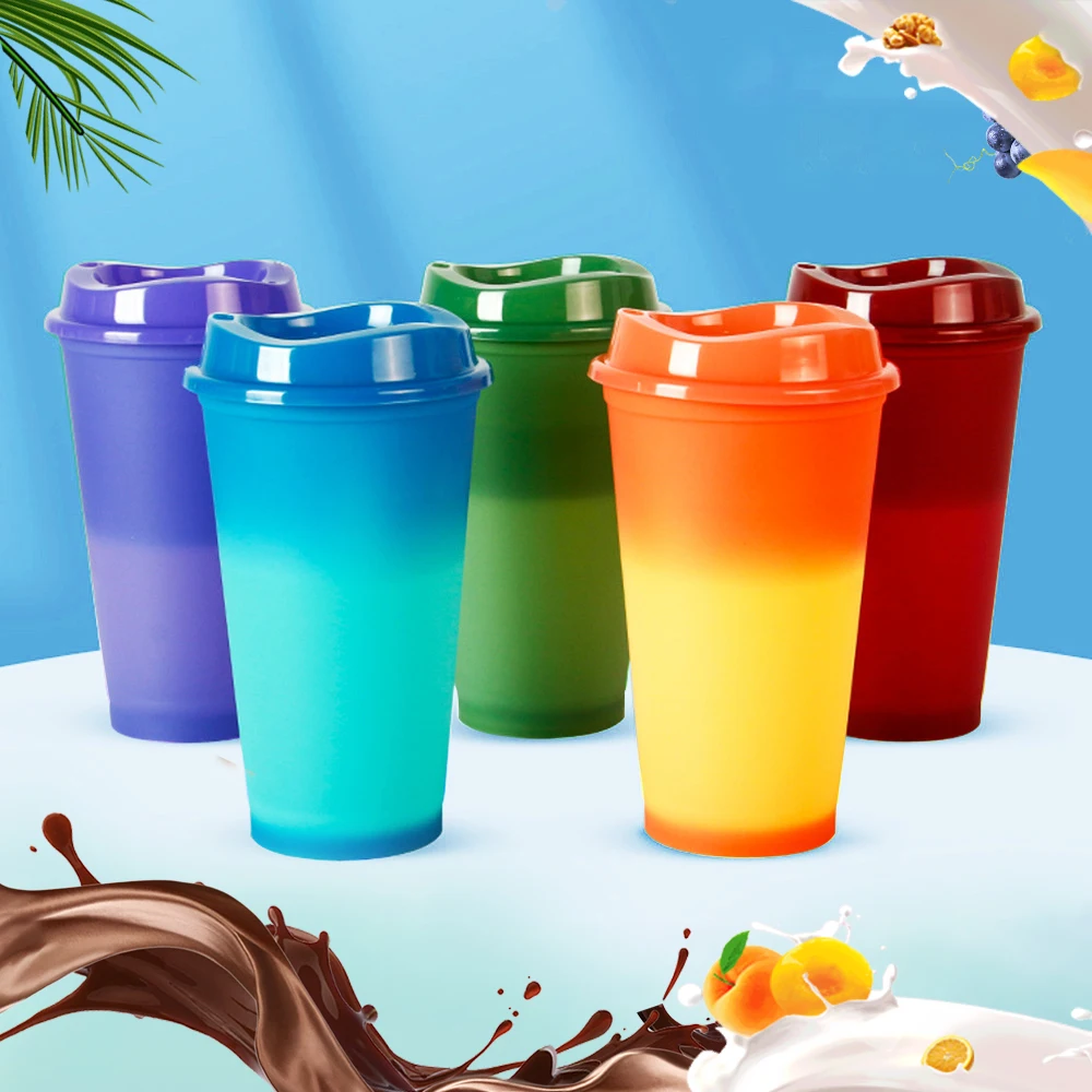 Temperature-Sensitive Hot Water Color Cup Changing Plastic PP 710ml Single-layer Cartoon Creative Reusable Colour Magical Cup