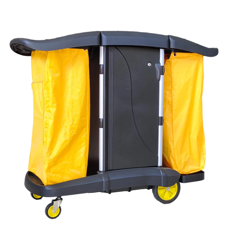 

Multi purpose covered cleaning trolley for hotel linen cart, room service vehicle, hotel cleaning work