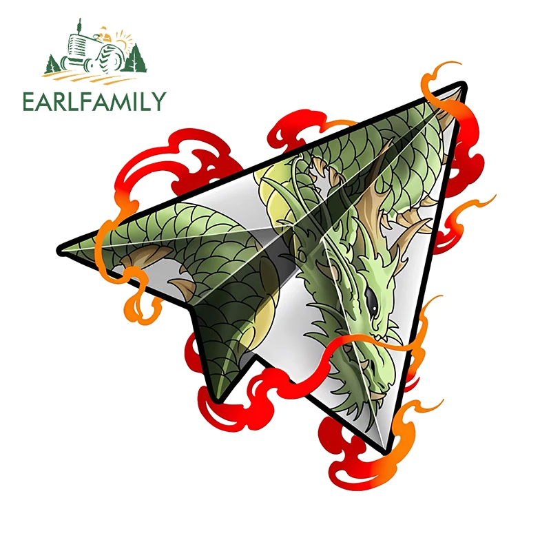EARLFAMILY Japanese Dragon Tattoo Car Sticker Vinyl Personality Paper Airplane Decal Creative Cartoon Caravan Racing Car Styling