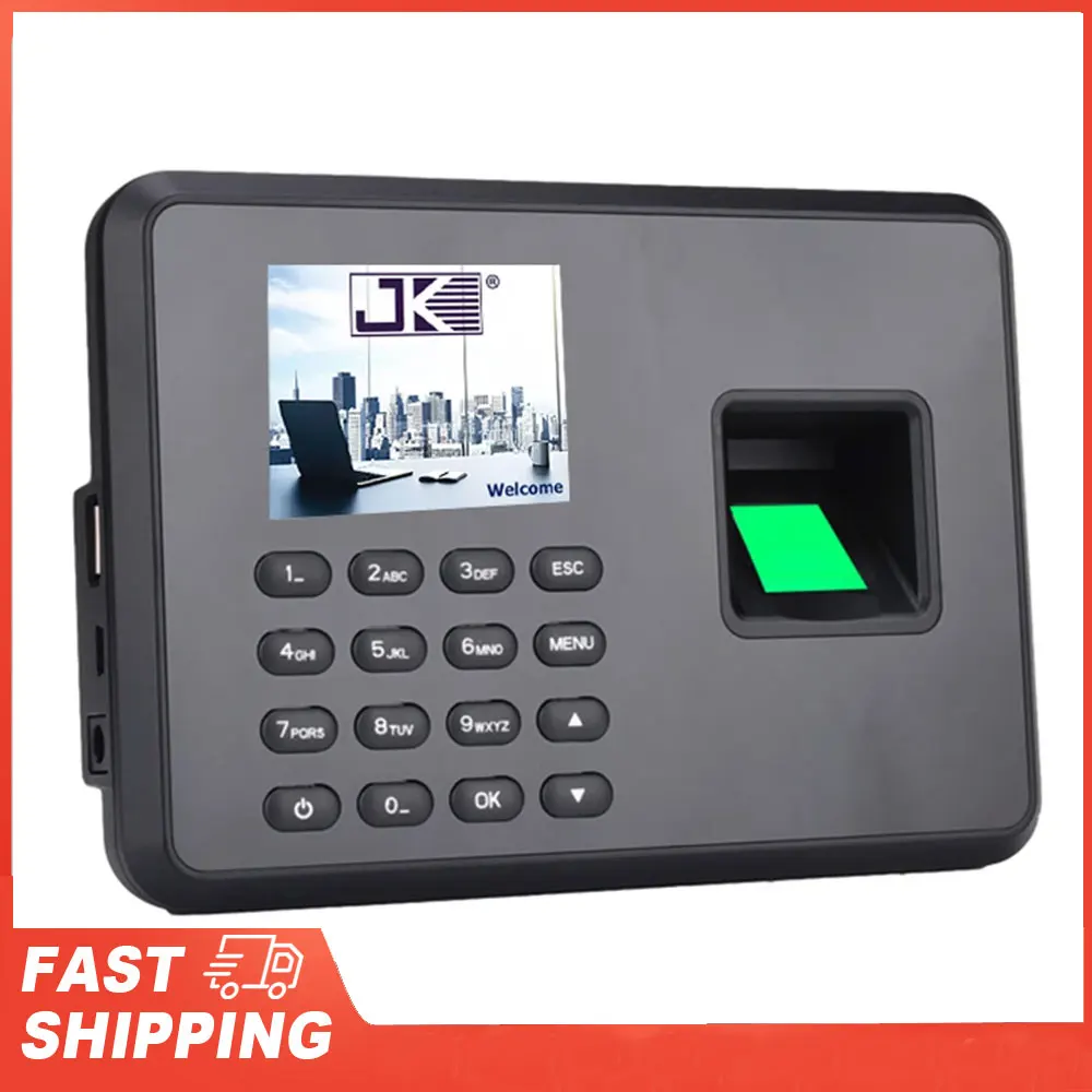 كلمة المرور آلة الحضور ذكي البيومترية بصمة الموظف فحص في مسجل 2.4 بوصة شاشة LCD تيار مستمر 5 فولت الوقت