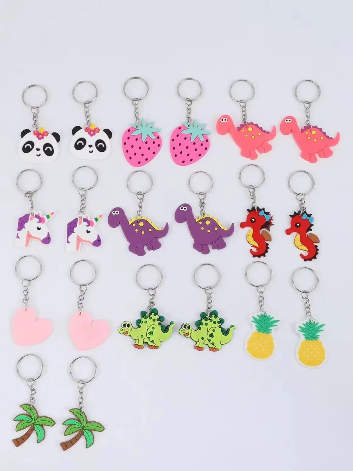 20PCS PVC Cartoon Dinosaurier Wassermelone Herz Schlüsselbund Schlüssel Ring Party Gefälligkeiten Urlaub Liefert Zurück zu Schule Geschenke – Detail 2