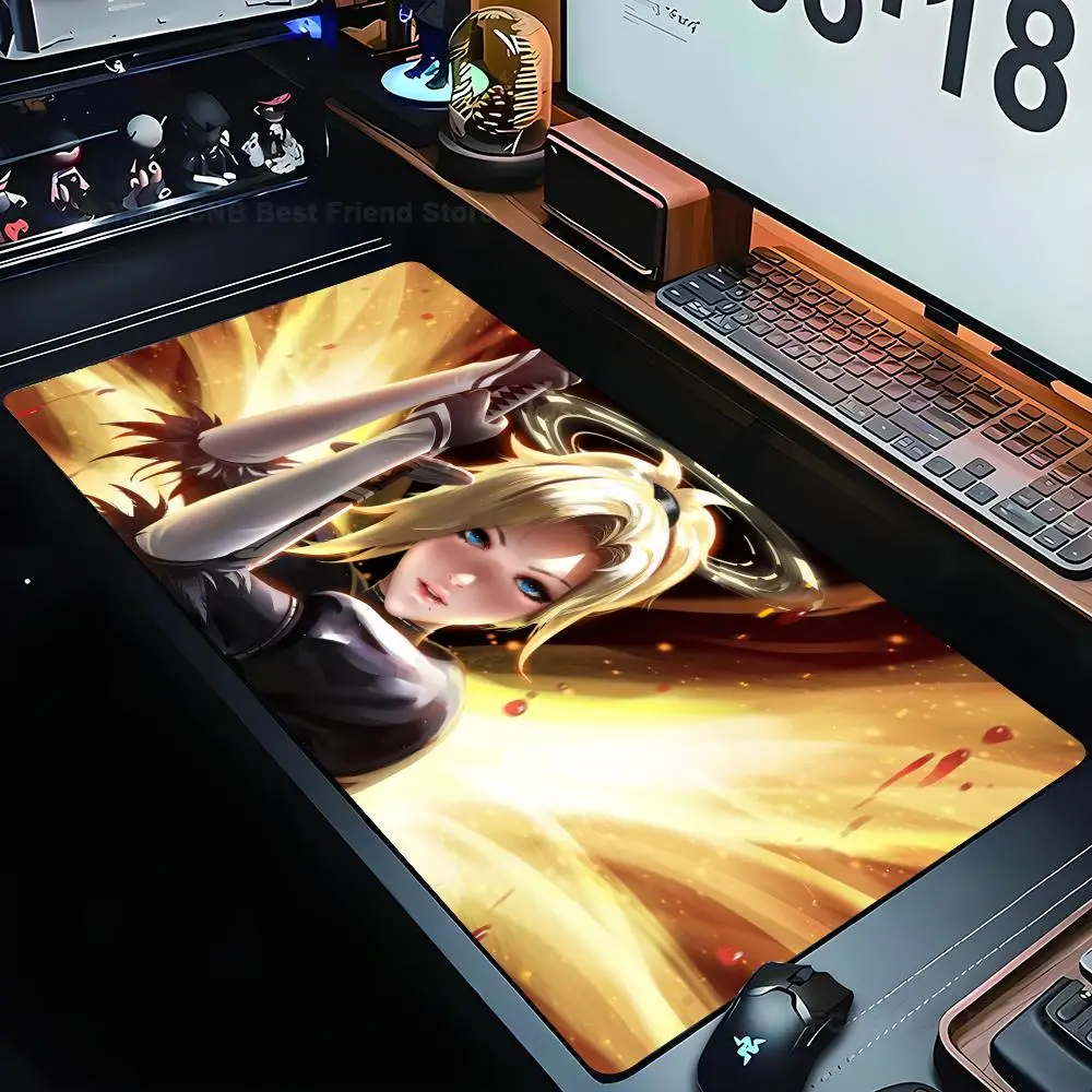 

Hot Game O-Overwatch Anime Girl Mercy Mousepad Large Gaming Mouse Pad LockEdge Thickened Computer Keyboard Table Desk Mat