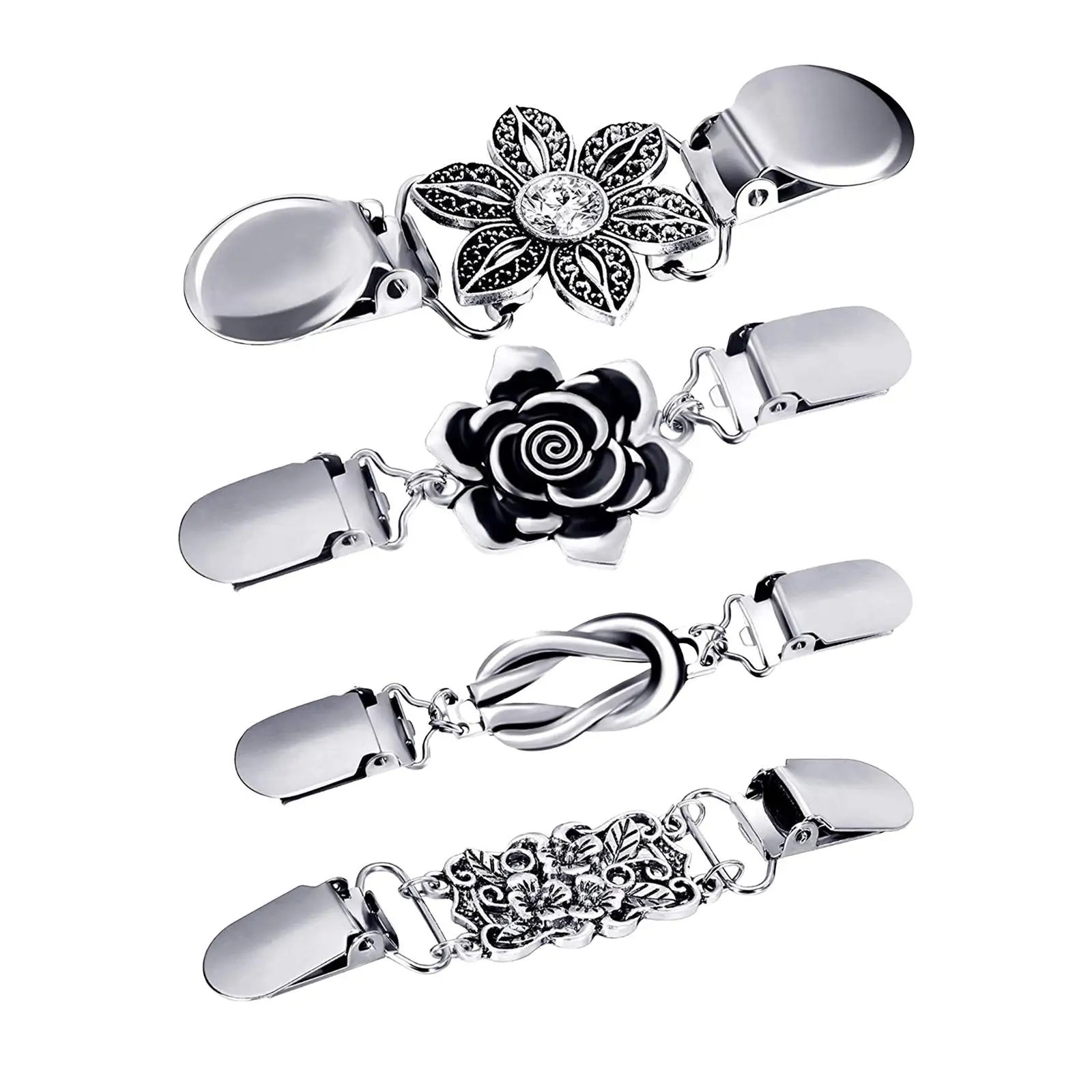 4 Pieces Sweater Brooch Clip Shawl Clasp for Shirt Dress Cloak Women wearing