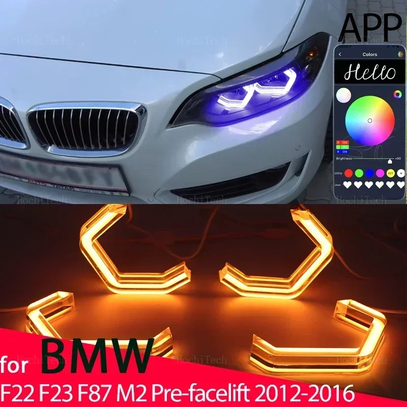 

RGB M4 Style App Control LED Angel Eyes Ring Lamp Car Running Light DRL for BMW 2 Series F22 F23 F87 M2 Pre Facelift 2012-2016