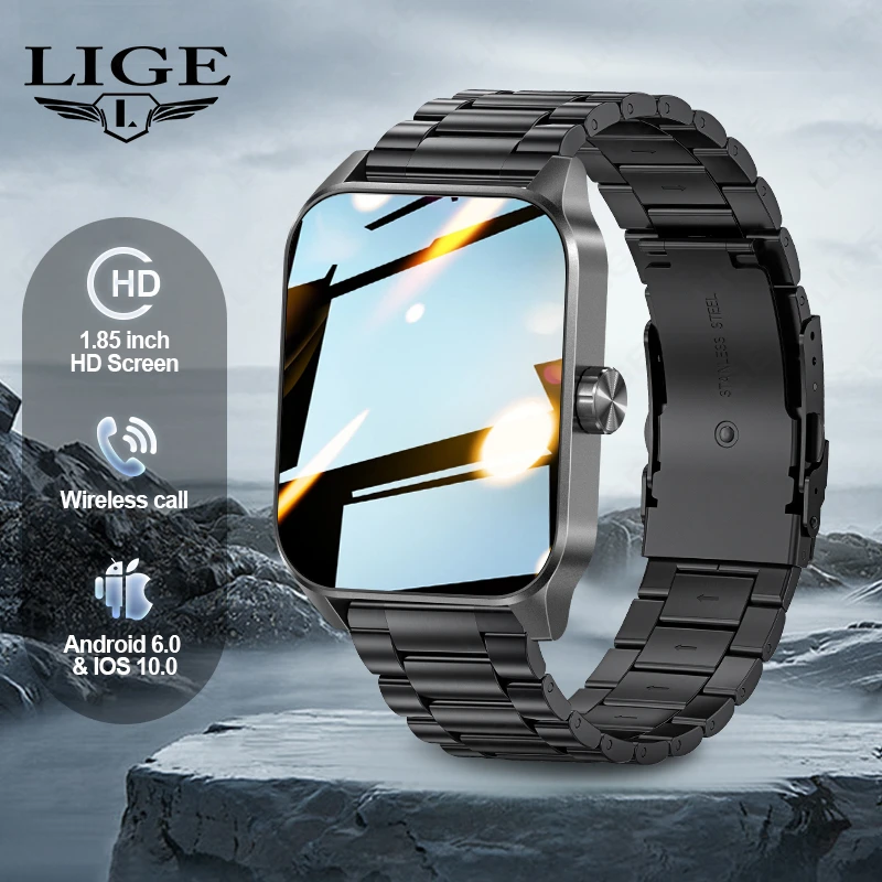 

LIGE New Smart Watch Men Women Bluetooth Call Smartwatch For Android IOS IP68 Waterproof 100+Sports Fitness Watches Custom Dial