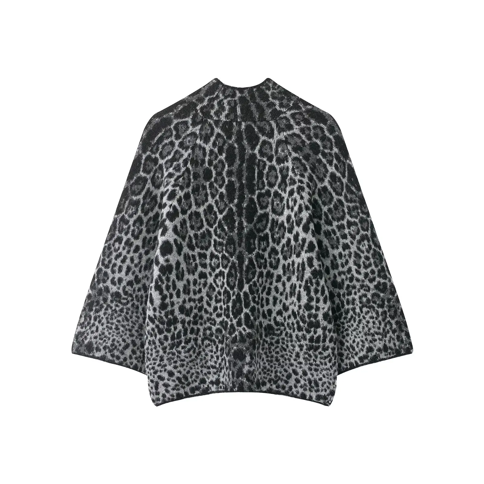 KONDALA Vintage Black Leopard Fashion 2025 Night Party  Loose Sweater Chic High Street Female Elegant Club Winter Fall Knitwear