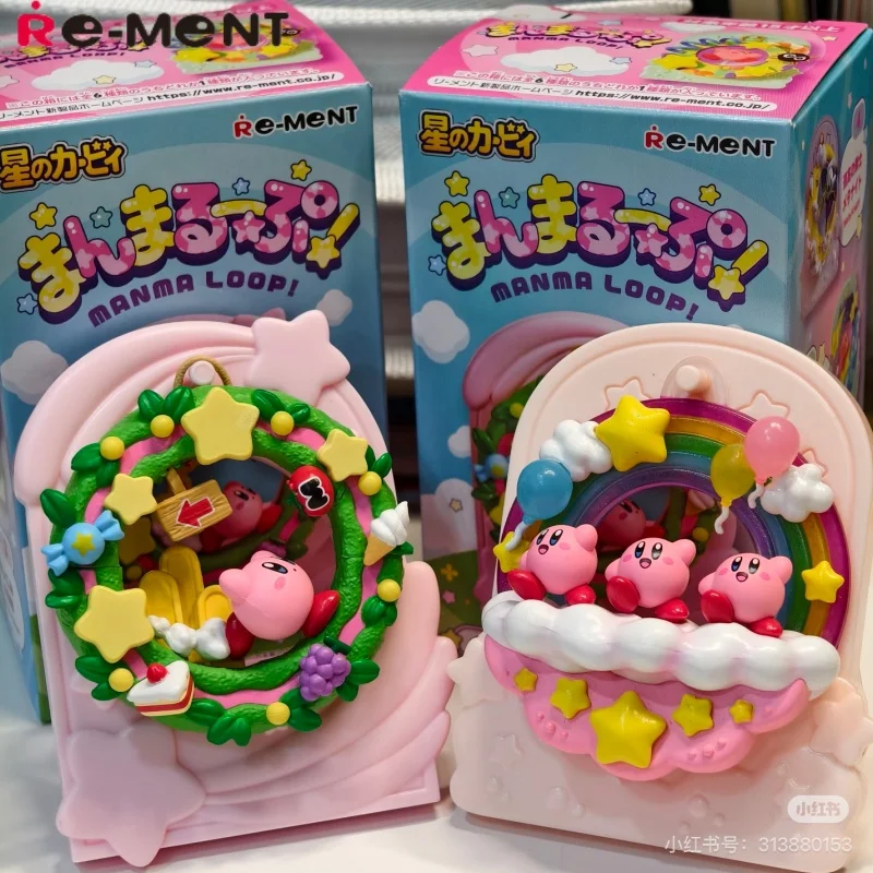 Re-Ment Chubby Kirby Manma Loop Figura Redonda Transparente Caja Sorpresa 6 Estilos Surtidos Anime Coleccionable Decoración de Escritorio Adorno