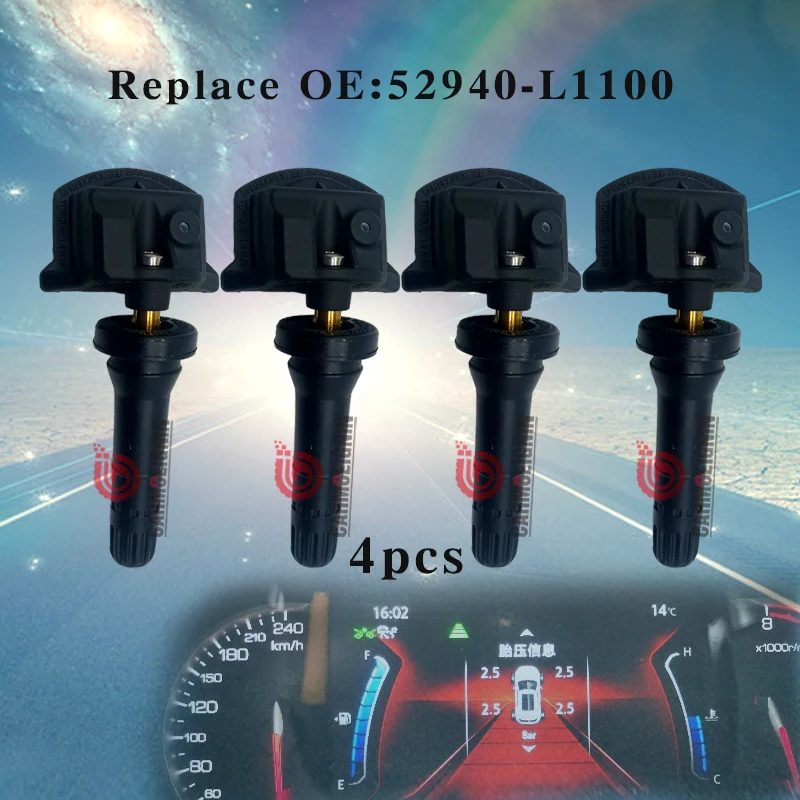 Tire Sensors 52940L1100 for Hyundai Sonata Tucson Ioniq 5 Elantra Kia Sportage K5 Sorento Carnival 2022 2023 Tpms 433MHz 4pcs