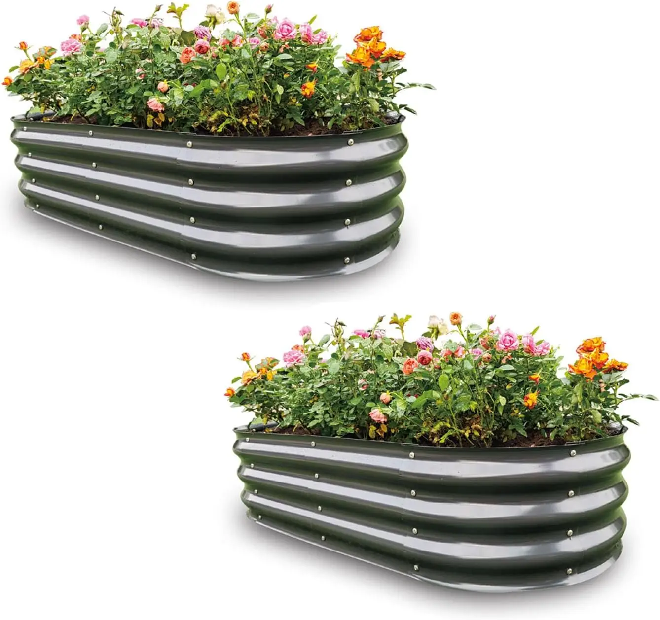 

2 Pack Galvanized Raised Garden Bed, Lightweight Planter Boxes Outdoor with Easy Assembly, Large Garden Bed for Vegetables, Frui
