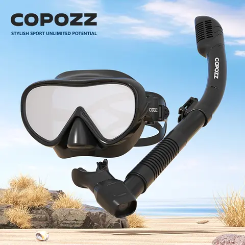 COPOZZ New Diving Mask Full Vision Mask Underwater Snorkel Mask Set Swimming Snorkel HD Anti Fog Professional Diving Equipment