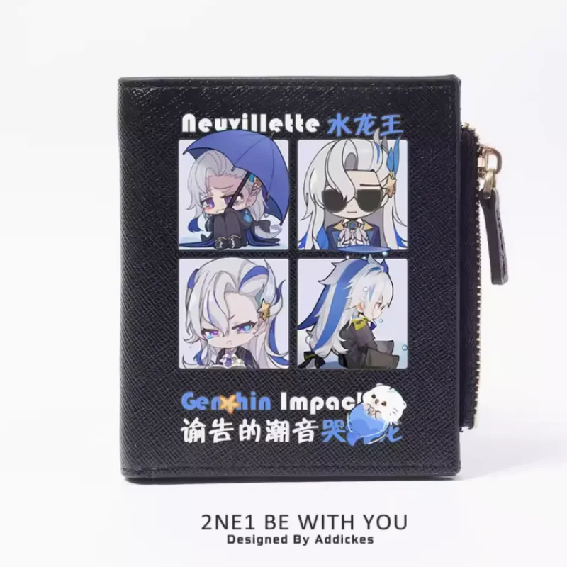 Anime Genshin Impact Neuvillette Zipper Fashion Wallets PU Purse Card Holder Money Bag Gift B299 Cosplay