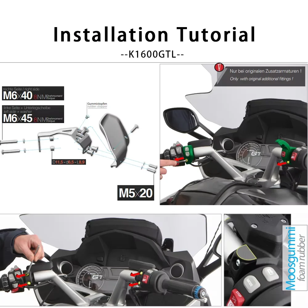 Motorcycle Deflector Shield Handguards Hand Protectors Windshield For BMW K 1600 GT K 1600 GTL 2017-2024 Grand America K 1600 B - view 5