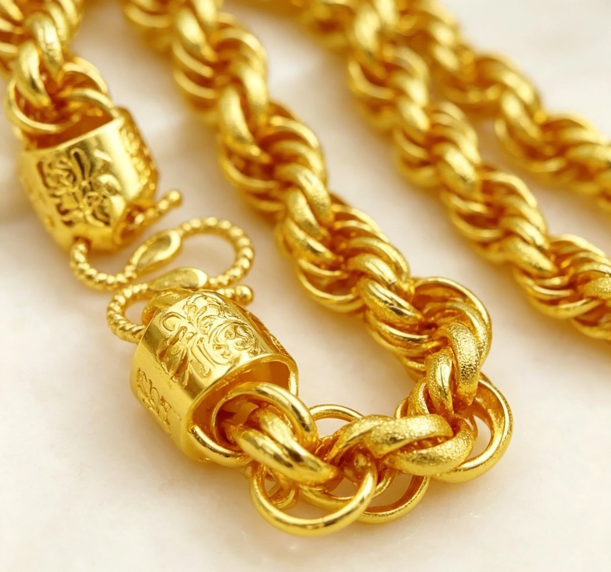 Fu Head Twist Dragon Men's 24K Gold AU999 Necklace - Heavy texture, lucky meaning, warm luster Giving gifts for friends