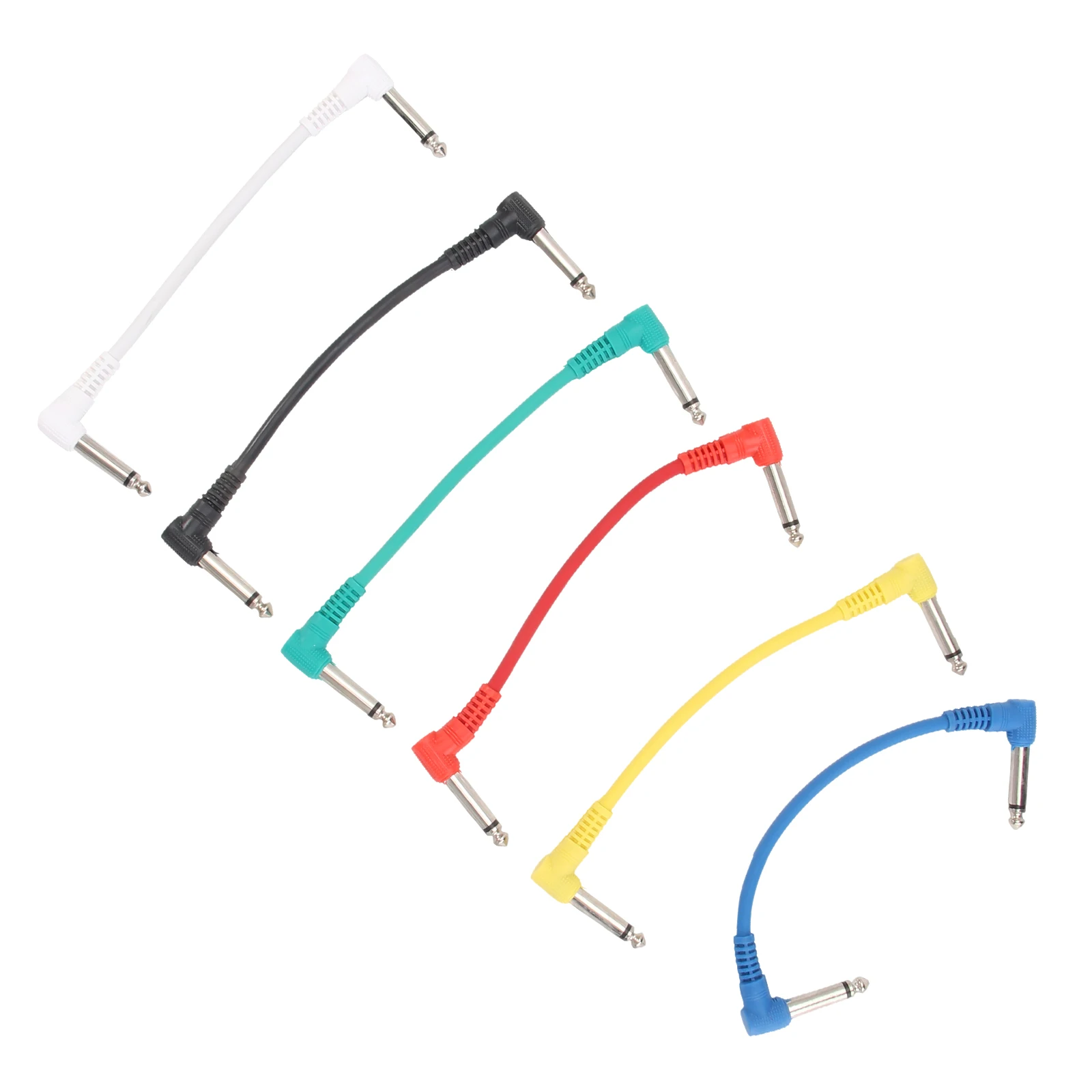 

6Pcs 15cm Guitar Patch Cable Noise Reduction Oxygen Free Copper Core Durable PVC Shell Flat for Various Instruments