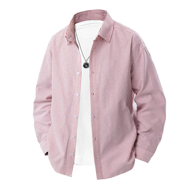 Camisas listradas dos homens 2025 camisa oversized streetwear manga longa solto cardigan camisa social masculina luxo camisa de trabalho