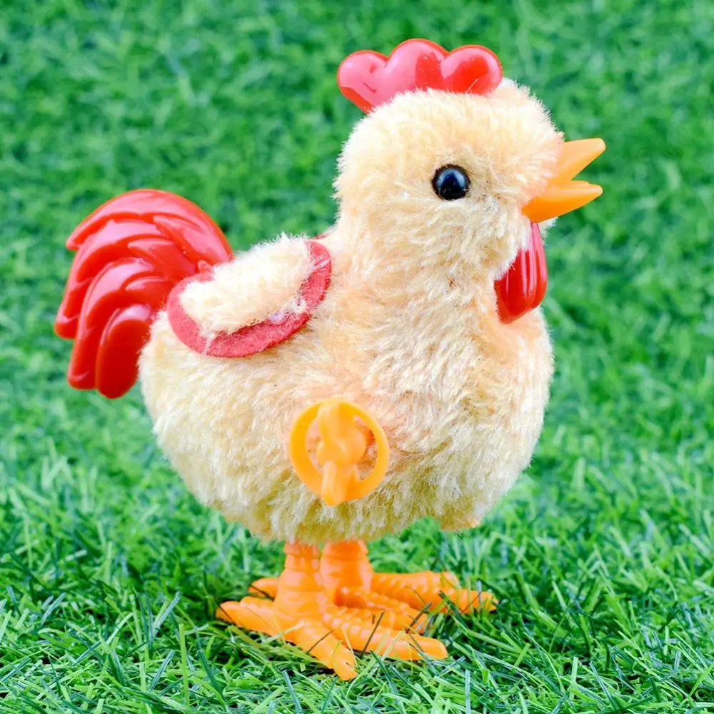 Cute Plush Wind Up Chicken for Kids, brinquedo educativo, salto, caminhada, pintinhos, crianças, presentes do bebê, brinquedos clássicos, aleatório