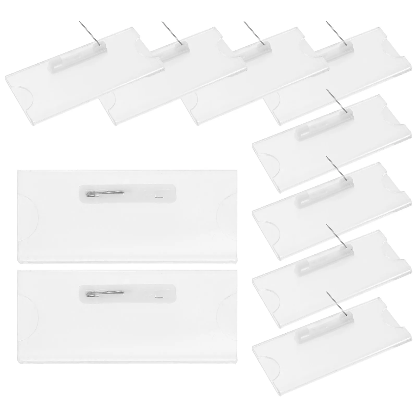 10Pcs Transparent Acrylic Name Tags Clear Blank Id Badge Holders 2.8x1.2in Name Badge Clips for Work Employee Identification