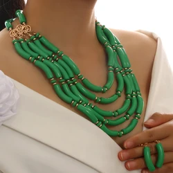 Fashion Jewelry sets Colorful Acrylic Wave Shaped Multilayer Necklace Earrings Set For Women Bijoux Statement Necklace Jewellery