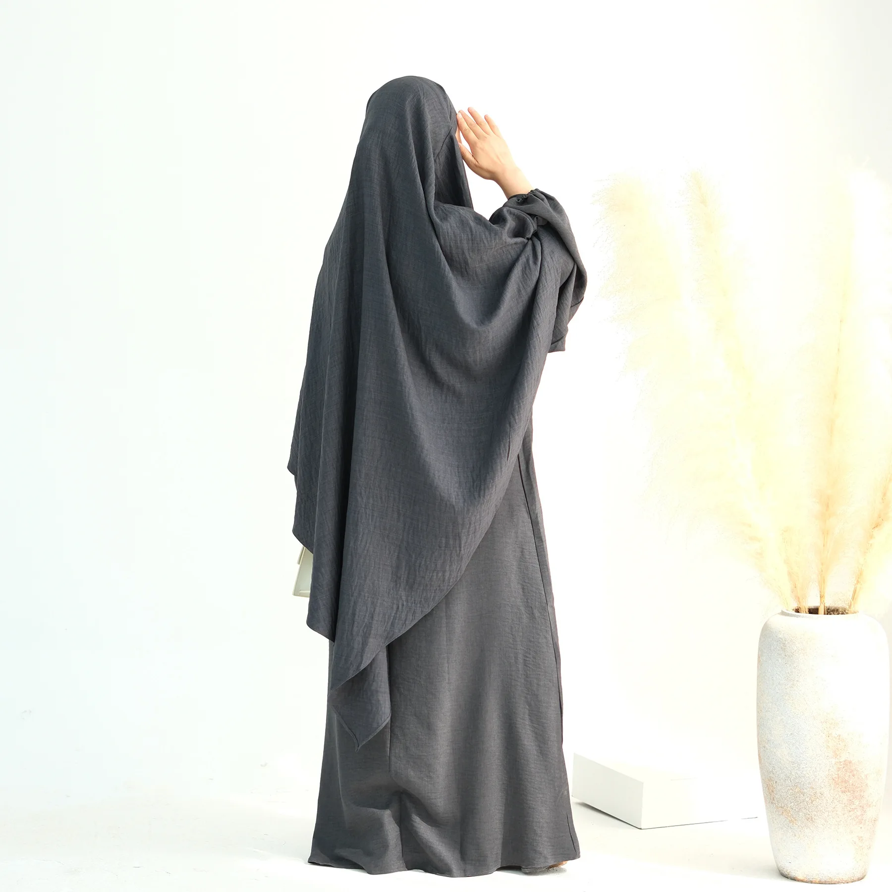 

Eid Hooded Prayer Garment Abaya Long Khimar Ramadan Muslim Hijab Turkey Tops Modest Islam Clothing Niqab Headdress Solid Colors