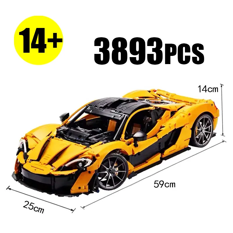 

Yellow P1 1:8 Scale Technical Hypercar Building Blocks(3893PCS) - MOC Supercar Model Bricks Assembly Toy for Boys Birthday Gifts