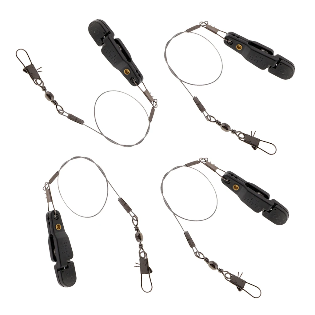 Outrigger Release Clip Set 4 Pieces Snap Clips with Steel Wire Leader for Trolling and Downriggers