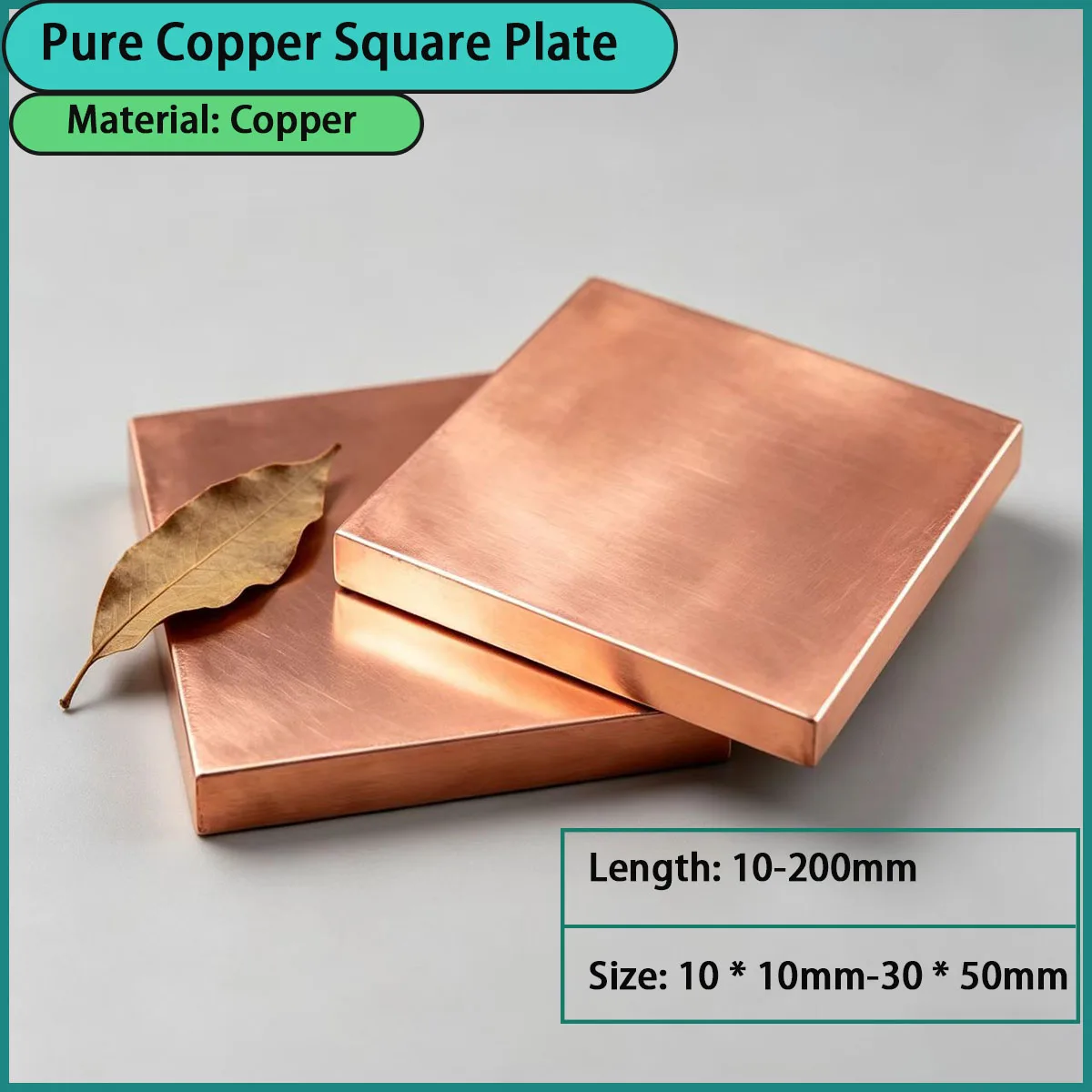 Size 10 * 10mm-30 * 50mm pure copper square plate is used for conductivity, heat conduction