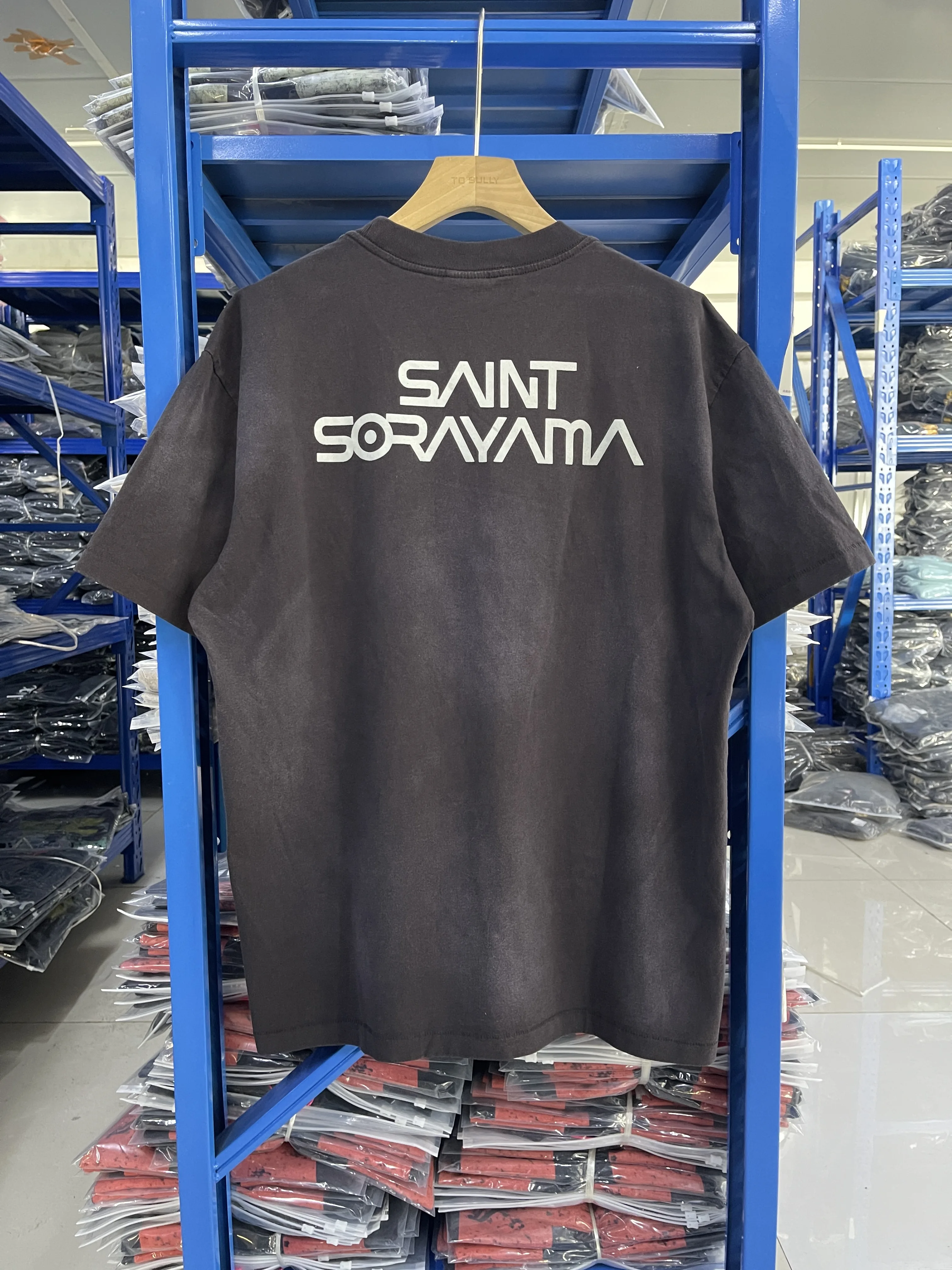 Vintage Men's Oversize Short Sleeve T-shirt Summer Saint Robot Girl Print High-quality Heavyweight Round Collar Cotton Oversize