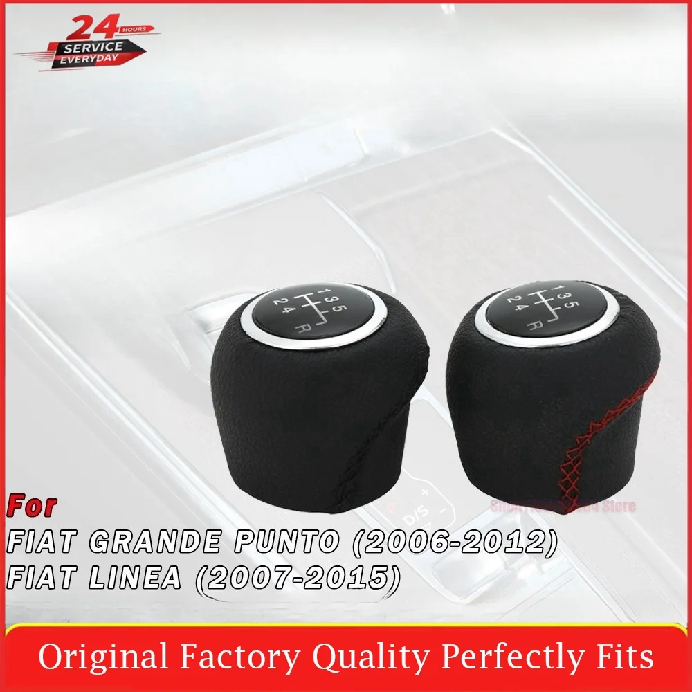 For FIAT GRANDE PUNTO 2006 2012 And LINEA 2007 2015 Car 5 Speed Shift Knob Lever Stick Covered With PU Leather Accessories
