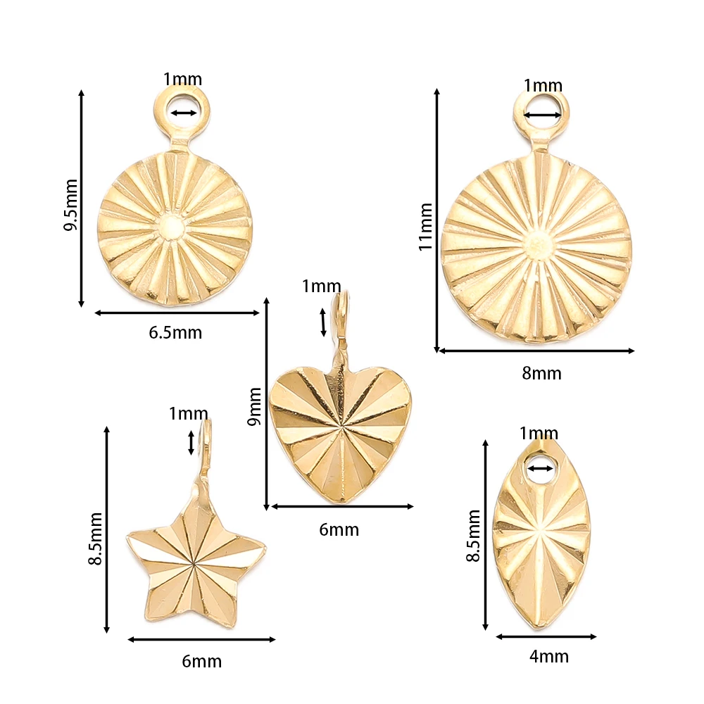 20/50pcs/lot Stainless Steel Heart Five-Pointed Star Pendants For Handmade DIY Necklace Earring Jewelry Making Accessories