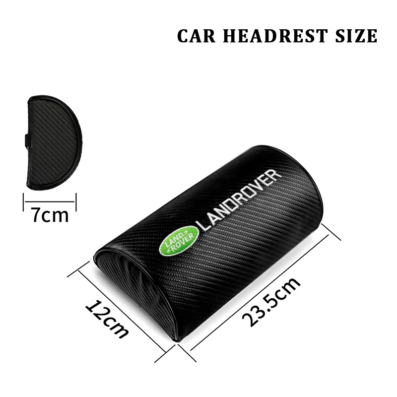 1/2Pcs Car Styling Carbon Fiber Seat Headrest Head Neck Support Pillow With Logo For Land Rover Discovery Range Rover Evoque Etc