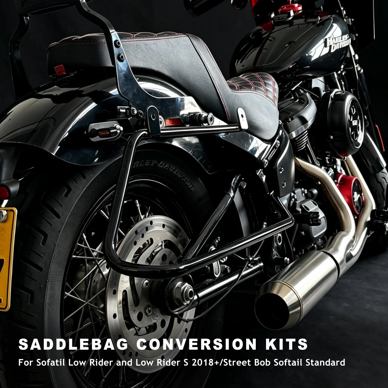 Motorcycle Saddlebag Conversion Kit Saddle Bag Mount Support Bracket for Harley Softail Low Rider and Low Rider S 2018-Up