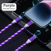 3 in 1 Glowing Cable LED light Micro USB Type C Cable 3A Fast Charging for Samsung iPhone Xiaomi Flowing Streamer Type-C Cable