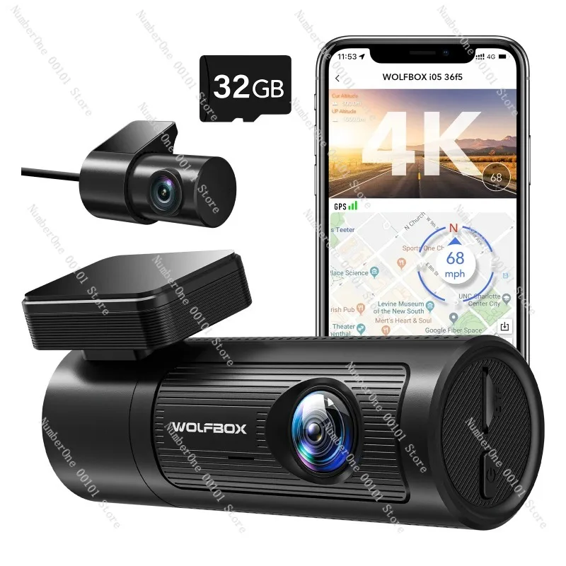 

Wolfbox I05 App Control 4k Переднее и заднее зеркало заднего вида ночного видения Автомобильная видеорегистратор с WIFI Встроенный GPS